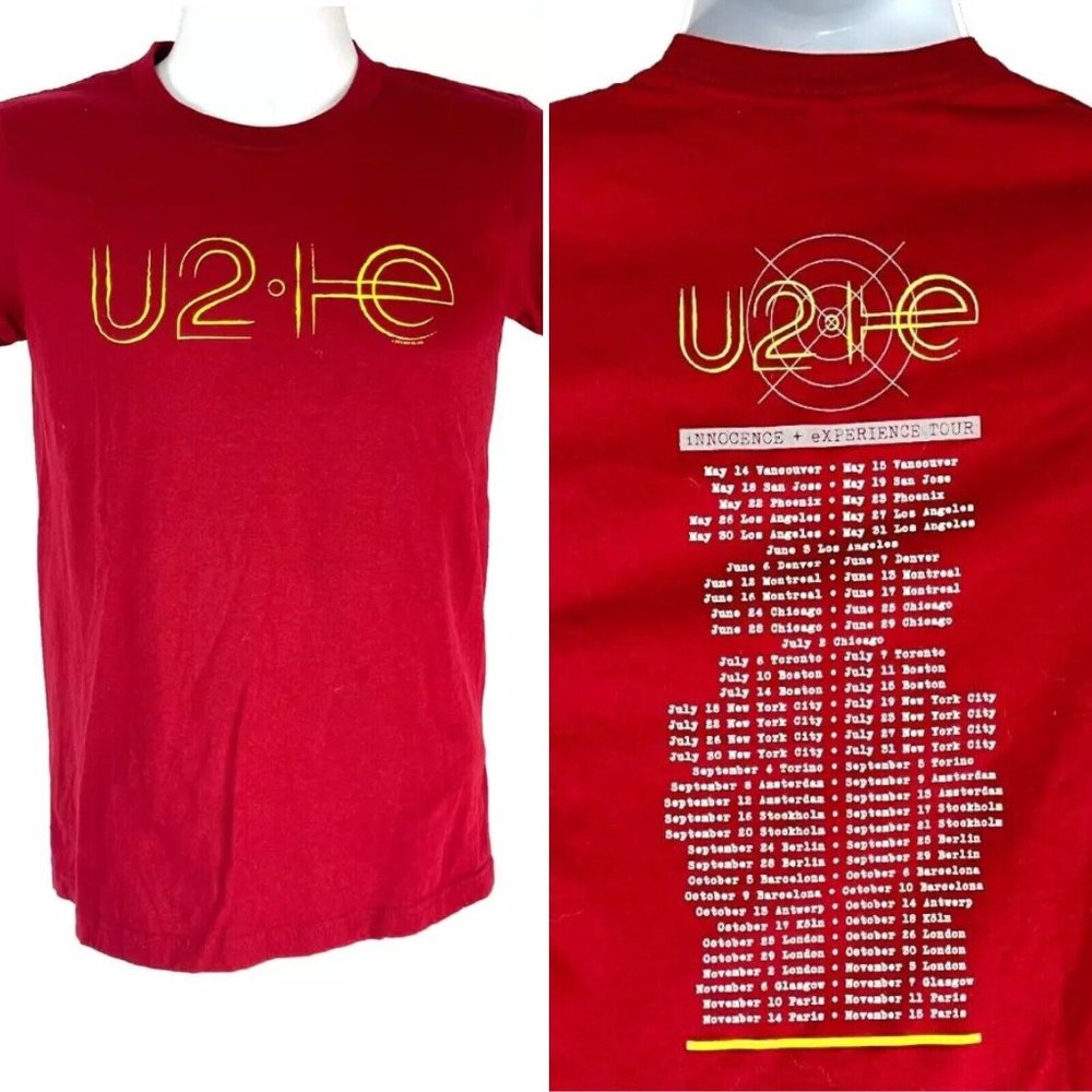 U2 Innocence + Experience Tour 2015 Concert T-Shirt Ladies sz Large USA EU Dates
